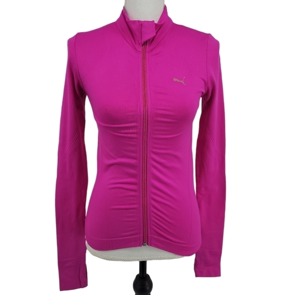 Puma Sport Womens Pink Workout Zip-Up Breathable Sweater Size XS‎